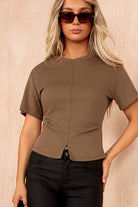 Jayla Camel Cinched Waist T Shirt