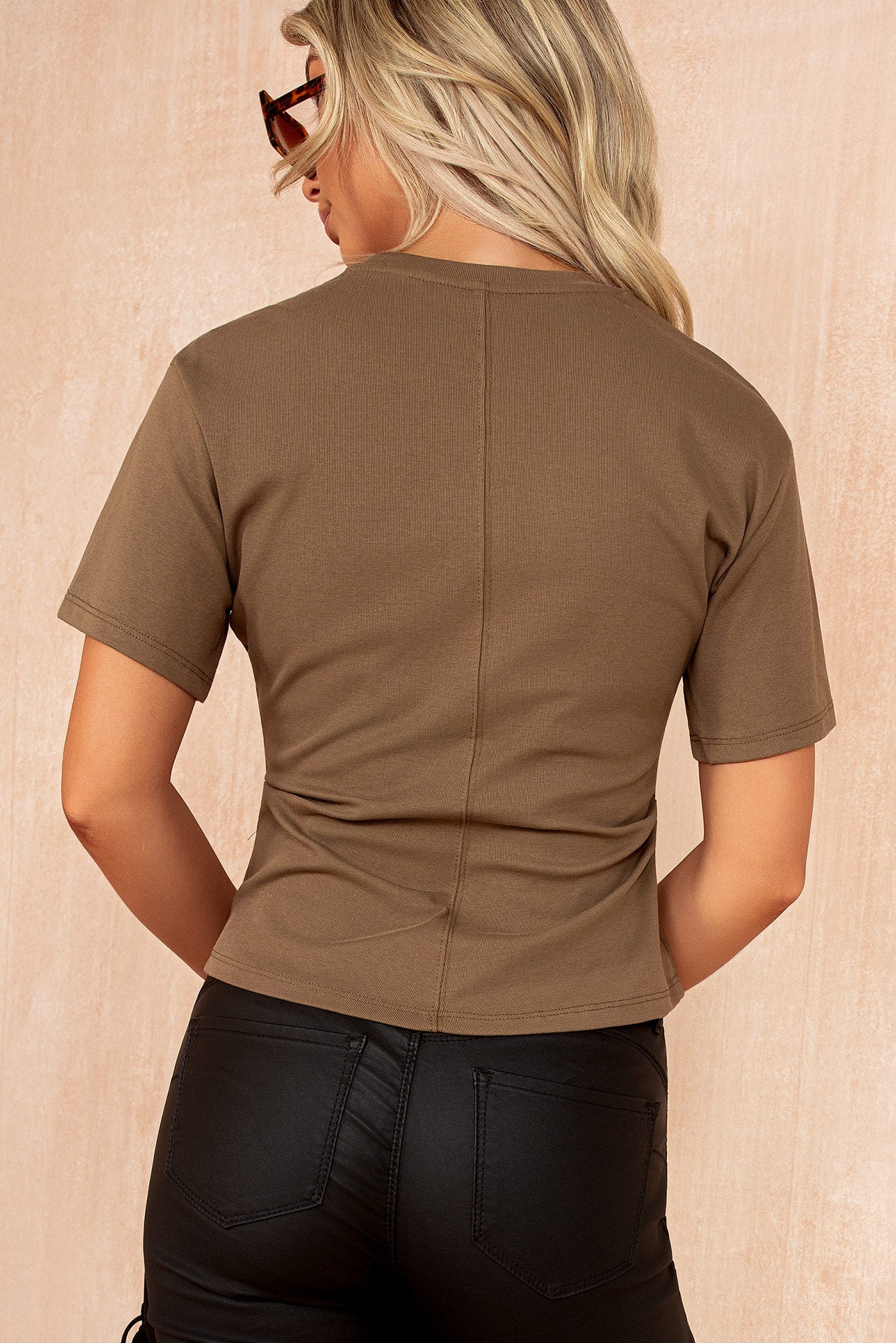 Jayla Camel Cinched Waist T Shirt