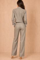 Jemma Taupe Striped Wide Leg Trousers