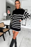 Jennie Black Knit Striped Jumper Dress
