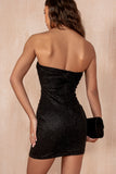 Jerusha Black Shimmer Bandeau Dress