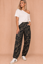 Jessa Khaki Camouflage Barrel Jeans