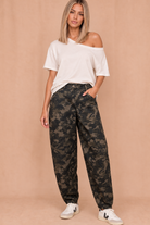 Jessa Khaki Camouflage Barrel Jeans