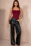 Jessica Black Leather Look Trousers