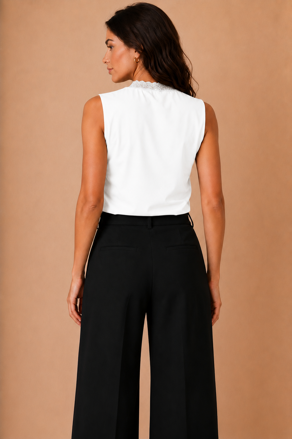 Jessie White Sleeveless Cowl Neck Bodysuit