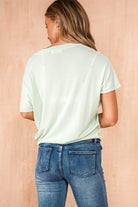 Jewel Sage Fine Knit V Neck Top