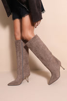 Jill Taupe Suedette Knee High Boots