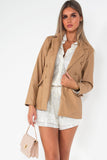 Jillian Camel Faux Leather Blazer