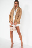 Jillian Camel Faux Leather Blazer