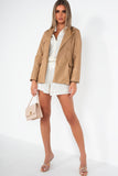 Jillian Camel Faux Leather Blazer