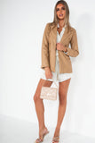 Jillian Camel Faux Leather Blazer