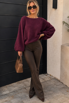 Jillian Plum Knit Batwing Jumper