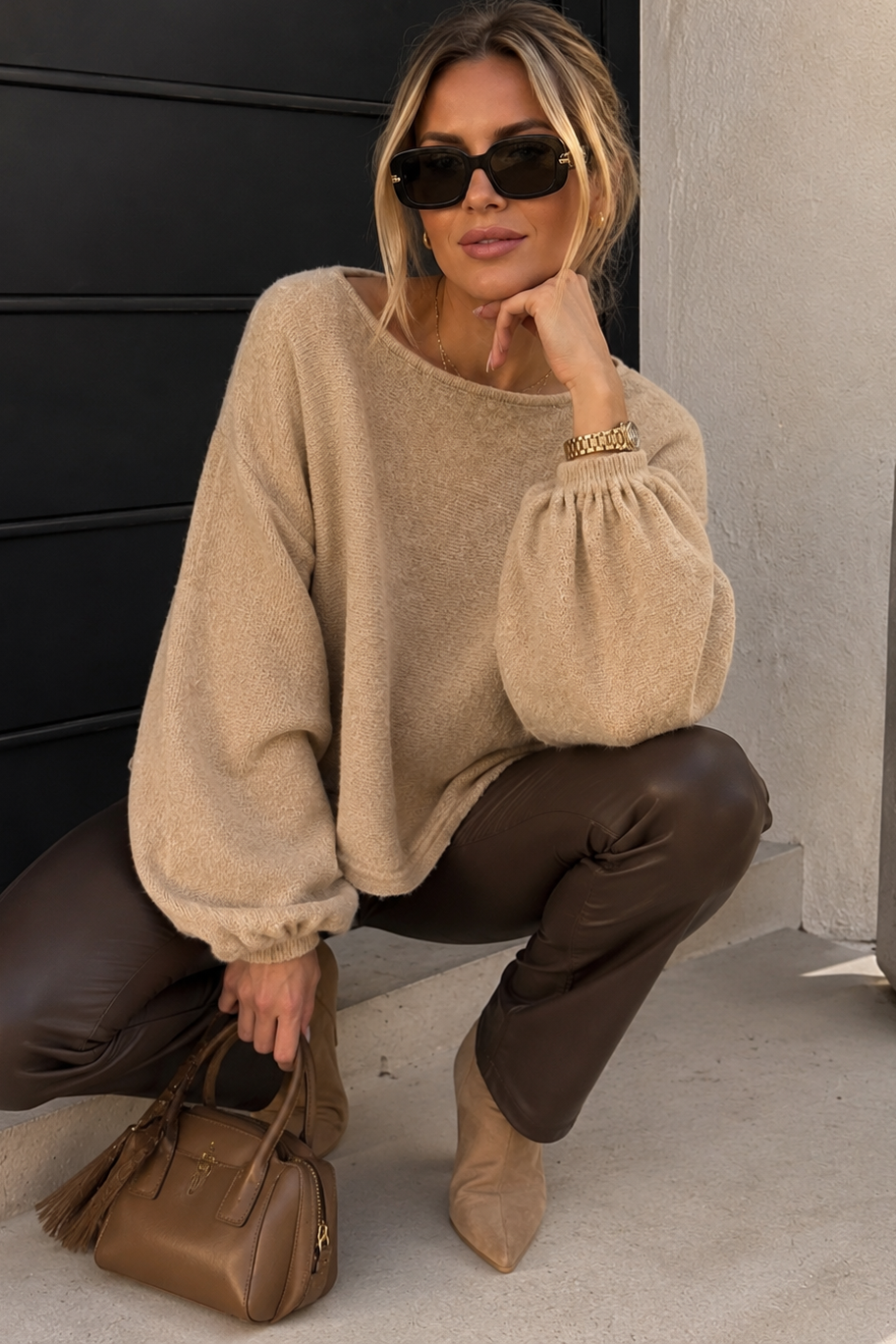 Jillian Stone Knit Batwing Jumper