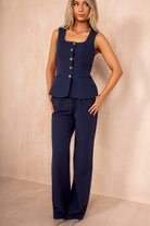 Jo Navy Tailored Straight Leg Trousers