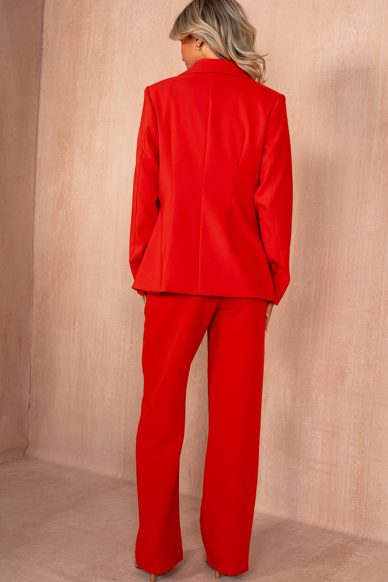 Jo Red Tailored Straight Leg Trousers
