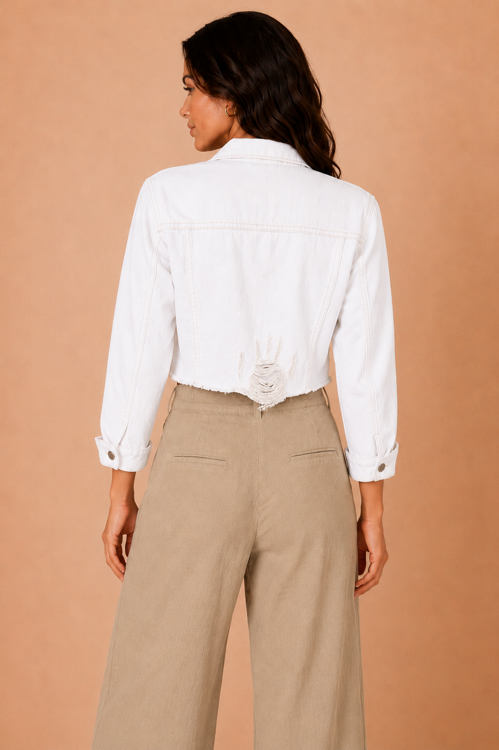 Joan White Denim Cropped Jacket
