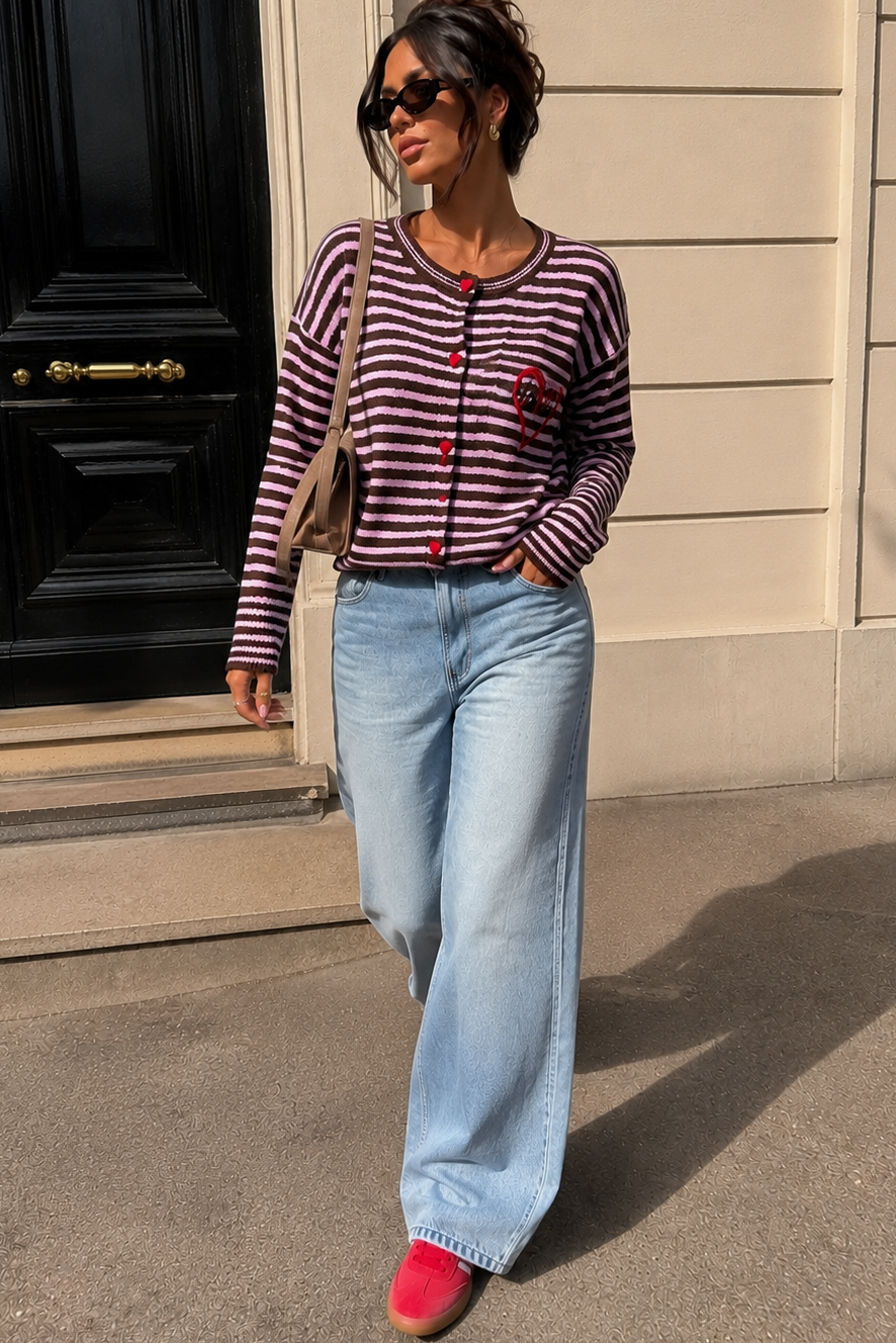 Joanna Chocolate and Pink 'Amour' Knit