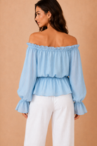 Jocelyn Blue Bardot Frill Top