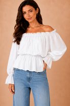 Jocelyn White Bardot Frill Top