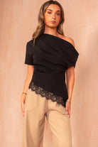 Jolie Black One Shoulder Top