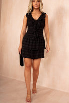 Jordyn Black Frill Tiered Mini Dress