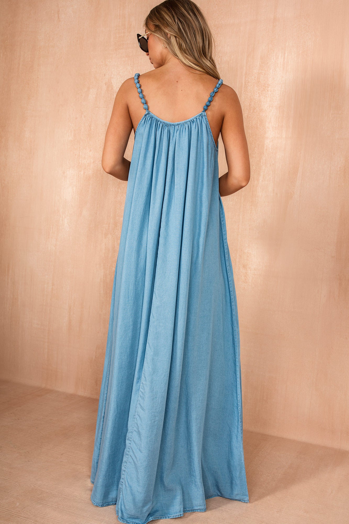 Jordyn Light Blue Champray Maxi Dress