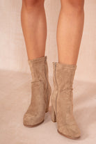 Josie Taupe Suedette Boots