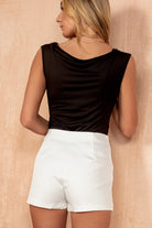 Joy Black Slinky Wrap Bodysuit