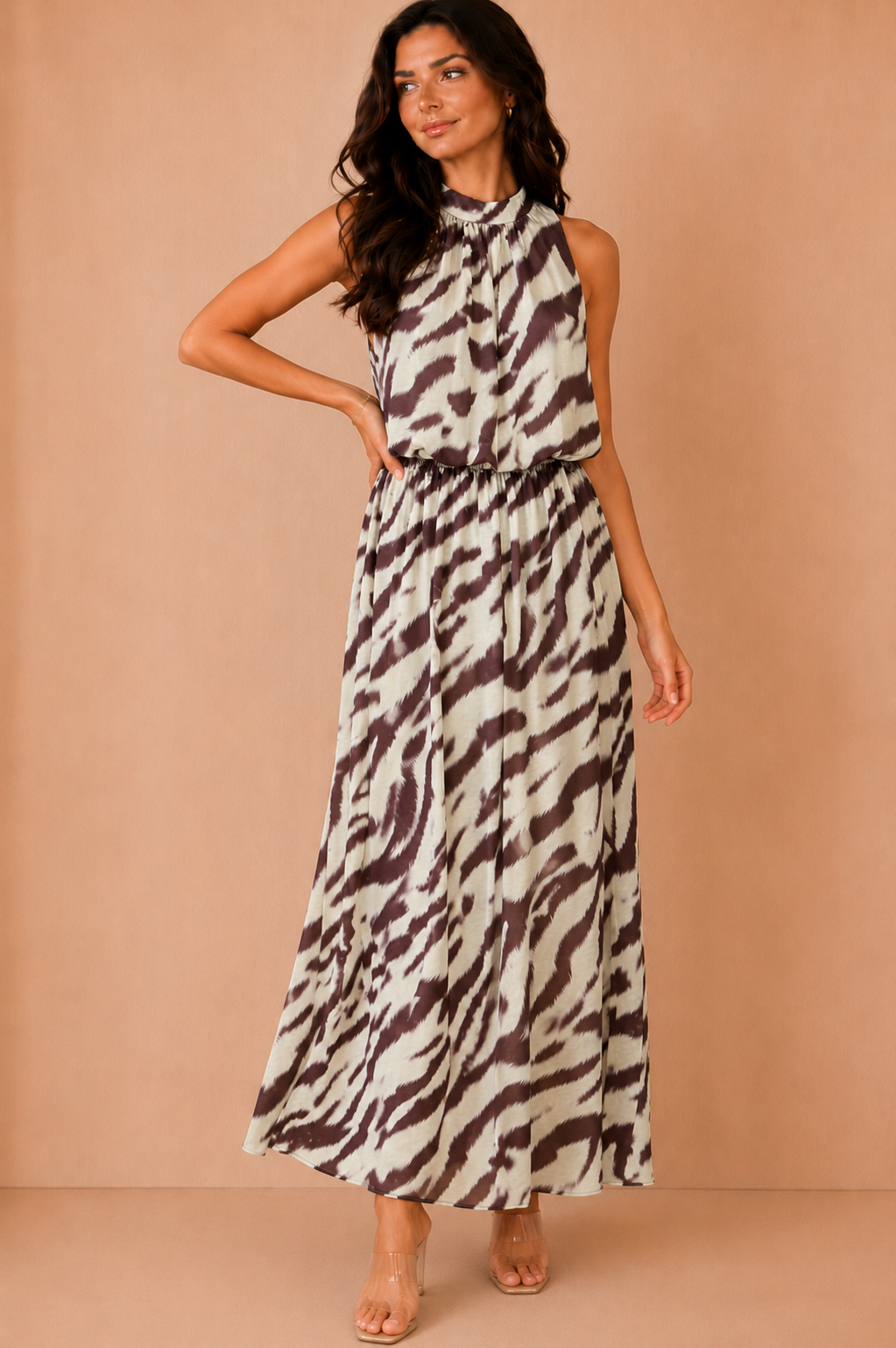 Jude Chocolate Animal Print Maxi Dress