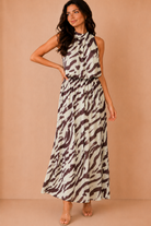 Jude Chocolate Animal Print Maxi Dress