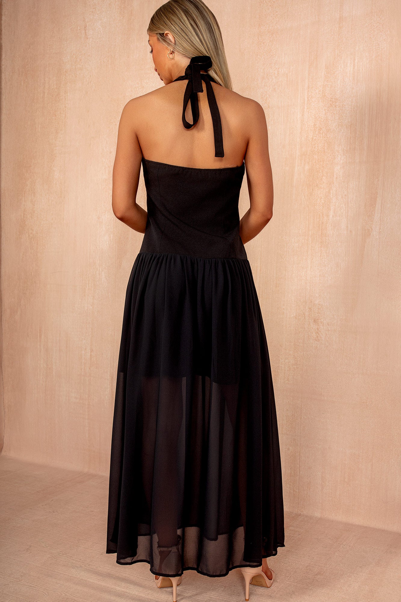 Judy Black Halterneck Celestial Maxi Dress  Vavavoom.ie