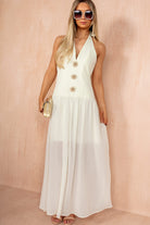 Judy Buttercream Halterneck Celestial Maxi Dress