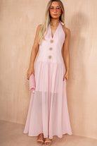Judy Pink Halterneck Celestial Maxi Dress