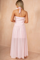 Judy Pink Halterneck Celestial Maxi Dress