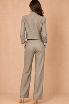 Julian Taupe Striped Cropped Jacket