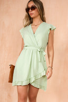 Julianna Green Frill Wrap Dress
