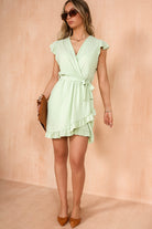 Julianna Green Frill Wrap Dress