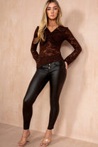 Julie Chocolate Lace Knot Front Top