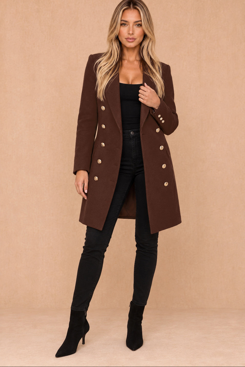 Julissa Dark Chocolate Double Breasted Coat