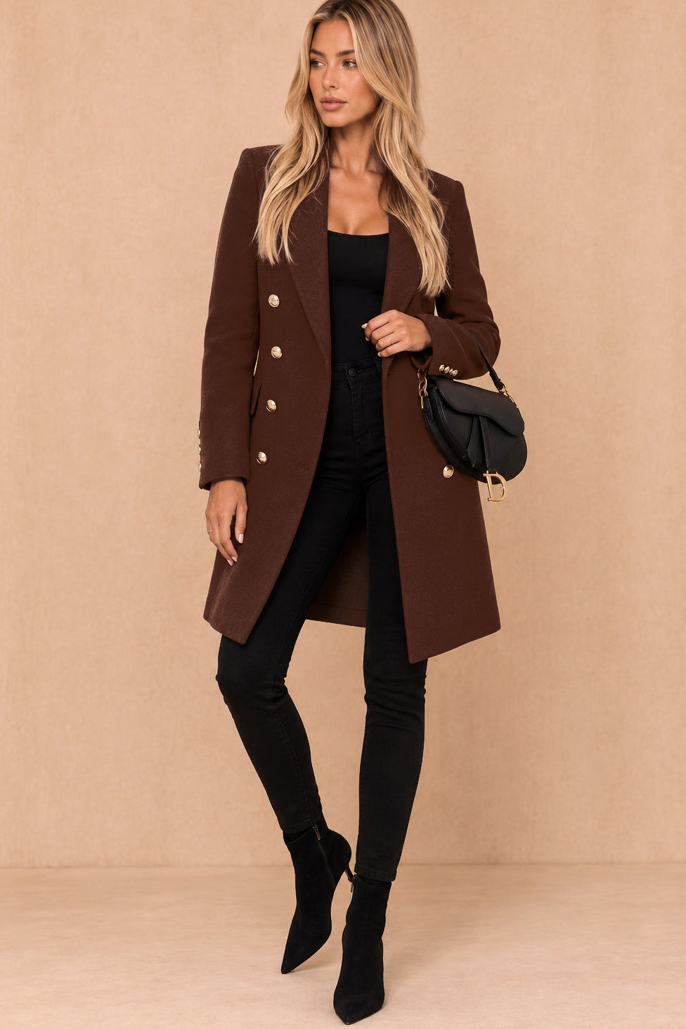 Julissa Dark Chocolate Double Breasted Coat