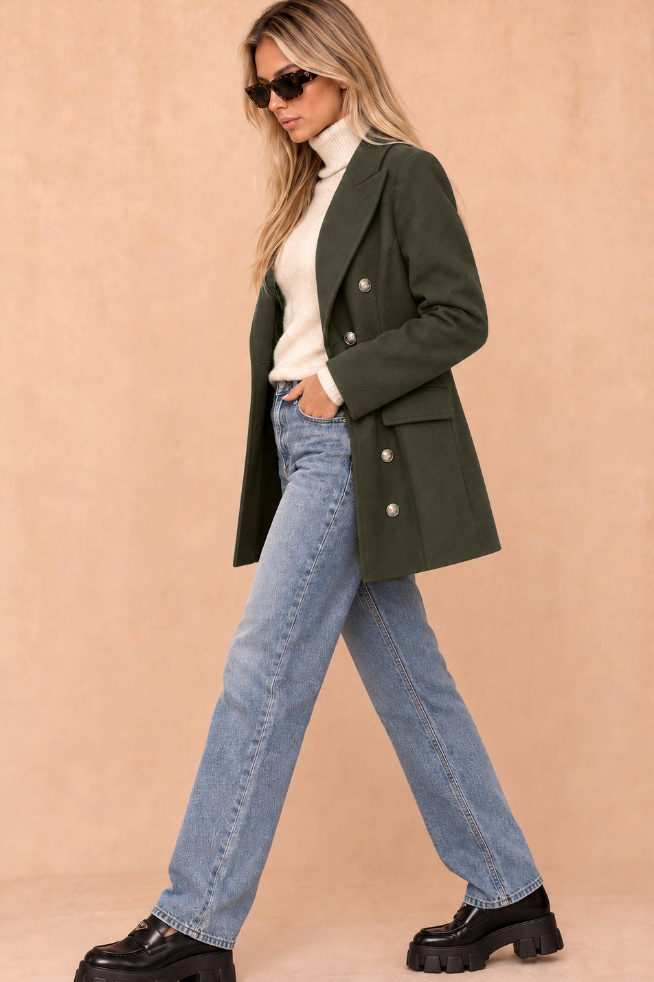 Julissa Khaki Double Breasted Coat