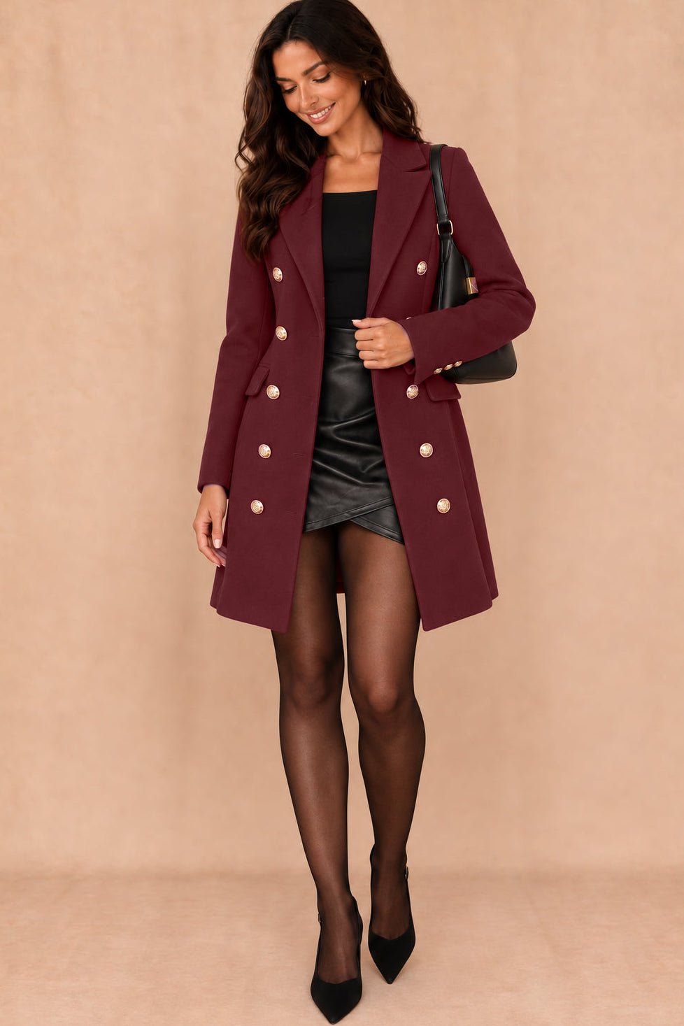 Julissa Plum Double Breasted Coat