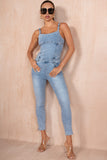 June Blue Denim Cut Out Jumpsuit