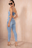 June Blue Denim Cut Out Jumpsuit