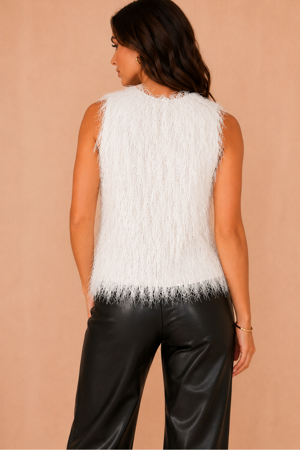Juniper Cream Sleeveless Fluffy Top