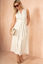 Justine Stone Linen Button Up Dress