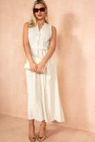 Justine Stone Linen Button Up Dress