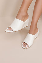 Kacey White PU Wedge Mules