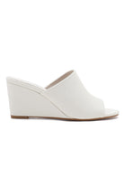 Kacey White PU Wedge Mules