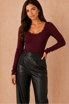 Kadance Burgundy Ribbed Bodysuit